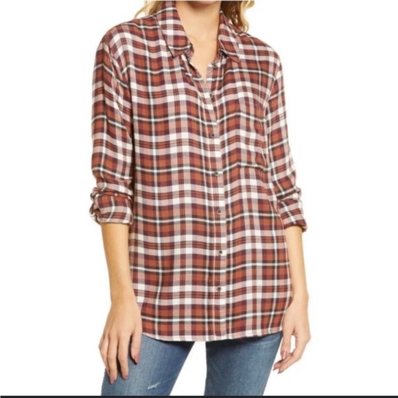 Treasure & Bond Tops - Treasure & Bond button down plaid long sleeve top